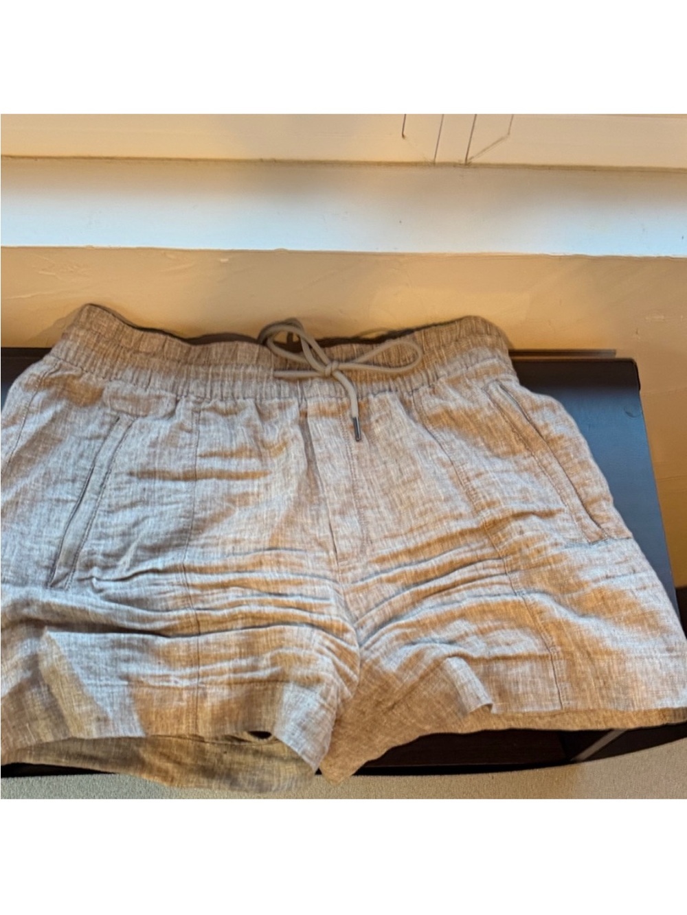 Athleta Beige Linen Drawstring Shorts